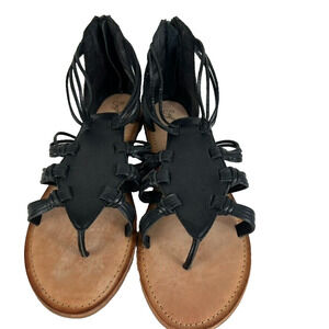 Seychelles Sandal Strappy Fisherman Women Shoe Size 10 Black Back Zip Boho